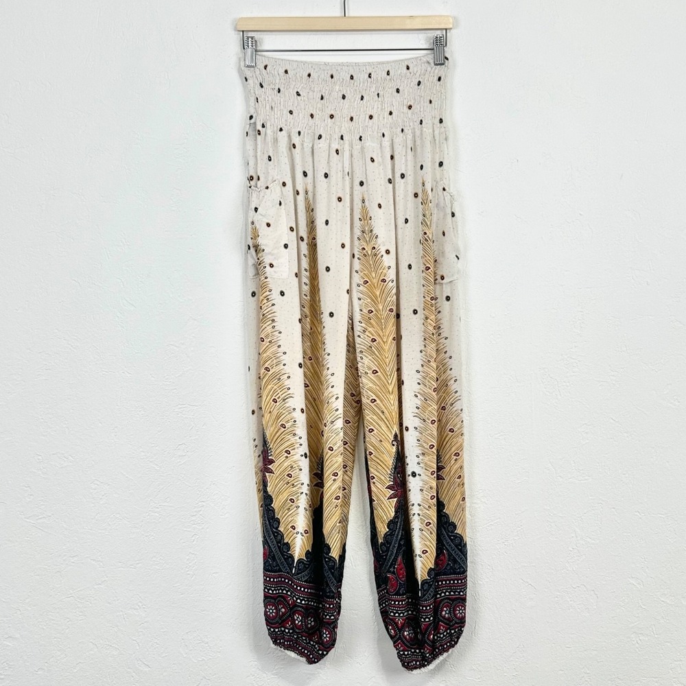 Kathmandu Womens Boho Festival Harem Pants One Size Peacock Paisley Yoga Joggers